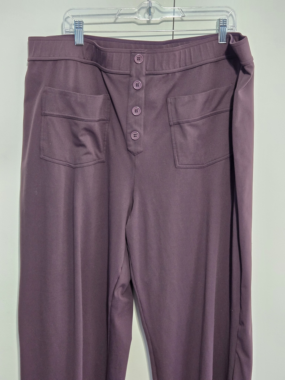 Halara 3X Wide Leg Pants Plum Button Front Stretch Lounge Trouser - Picture 2 of 6